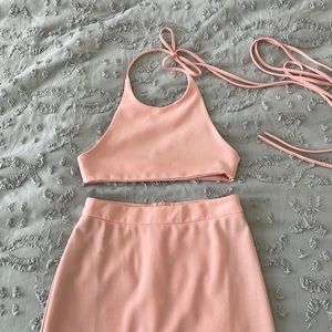 Sabo Skirt Crop Top and Maxi Skirt Set, Light Pink, Size 2